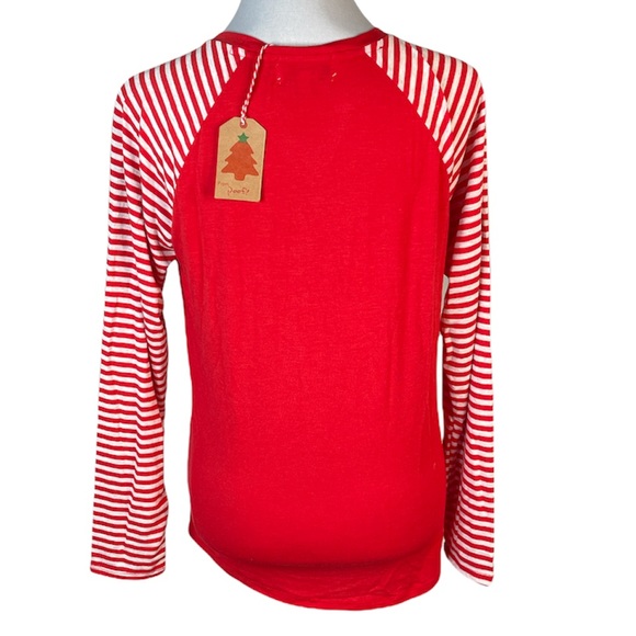 Poof! Kitty Naughty or Nice Shirt, Red, Cream, Green, Medium - Picture 2 of 9